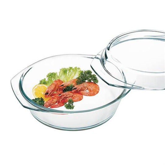 Kasserolle Bräter rund mit Deckel Glas 228x102mm 2l.