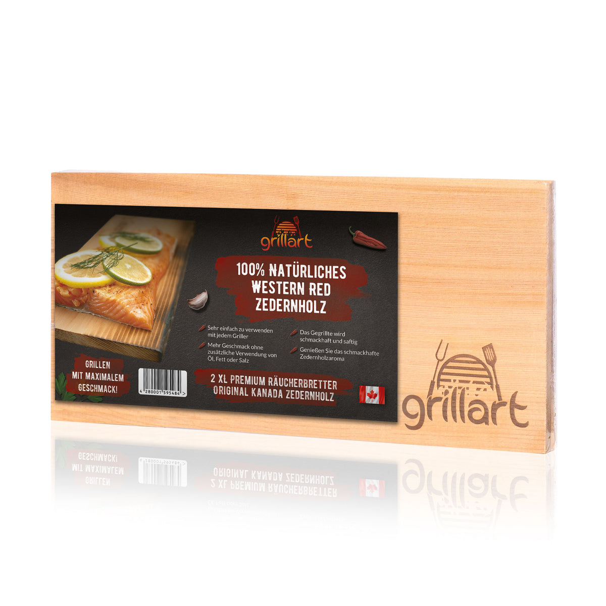Zedernholzbretter zum Grillen – aus 100% natürlichem Western Red Zedernholz 30 x 14 x 1 cm 2er Set