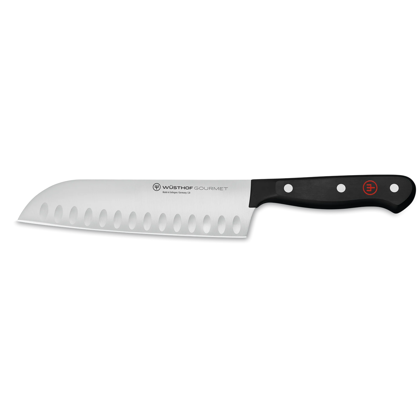 Santokumesser mit Kullenschliff 17cm Gourmet schwarz