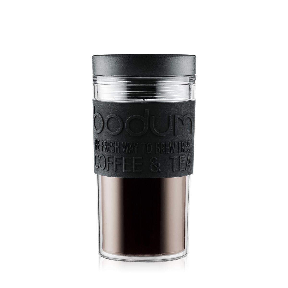 Trinkbecher Travel Mug schwarz doppelwandig, Kunststoff, 0.35 l