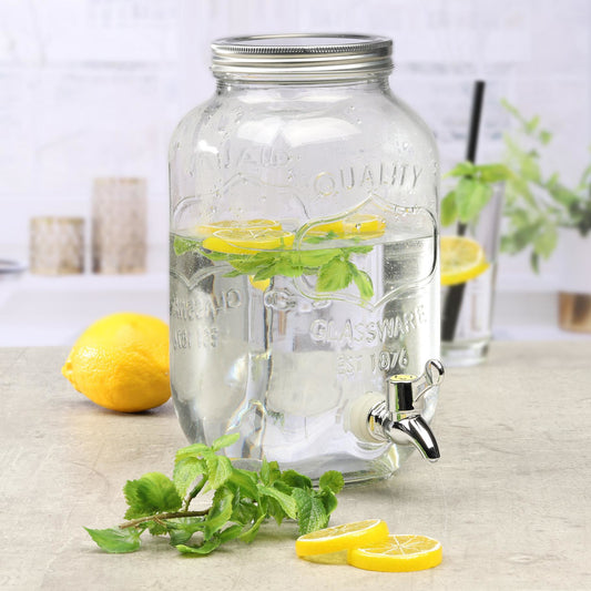 Getränkespender aus Glas 3L mit Zapfhahn