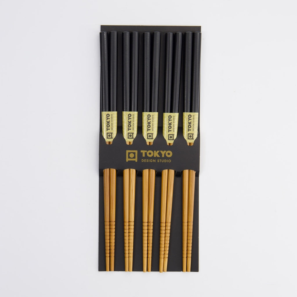 Essstäbchen Chopsticks Bambus black 5 Paar