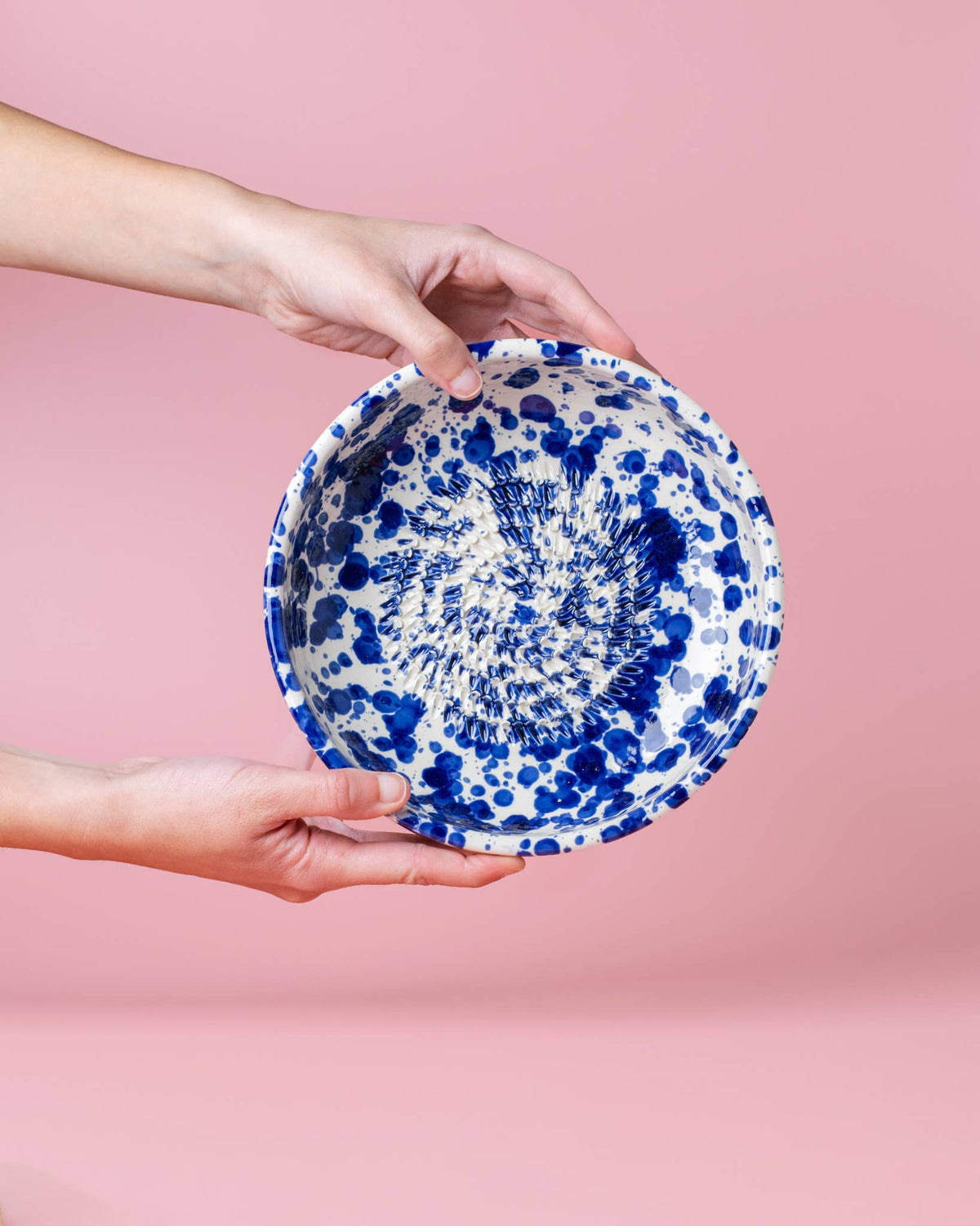 Keramikreibe "Rersien" Groß für Knoblauch, Ingwer & Gewürze blau