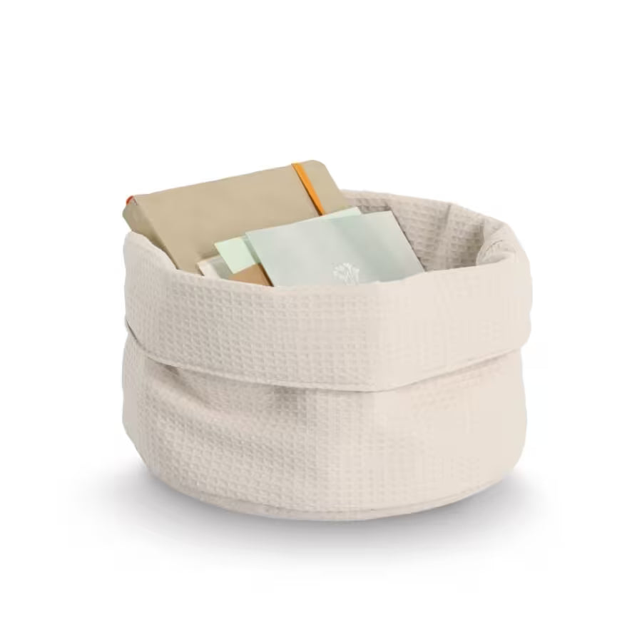 Aufbewahrungskorb, Waffelpiqué, Polyester, creme 25 x 13 cm