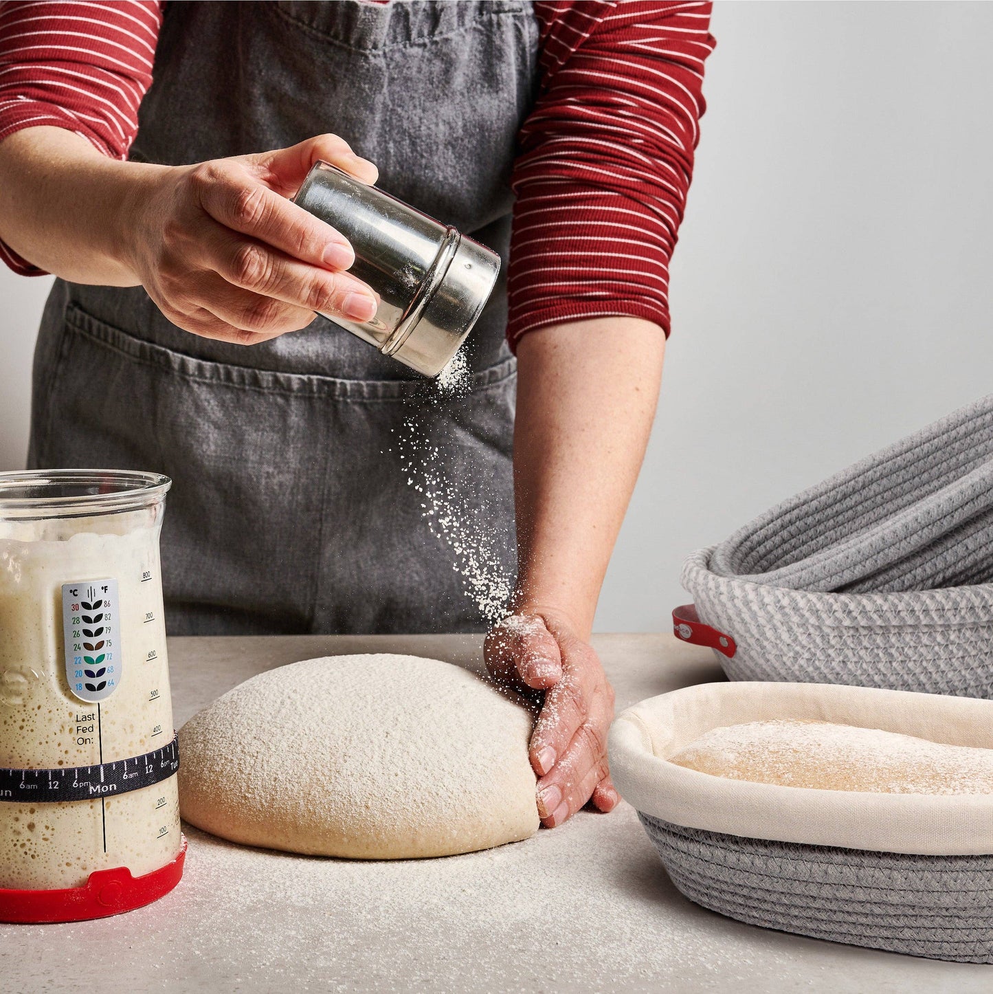 Gärkorb-Set Oval aus Baumwolle