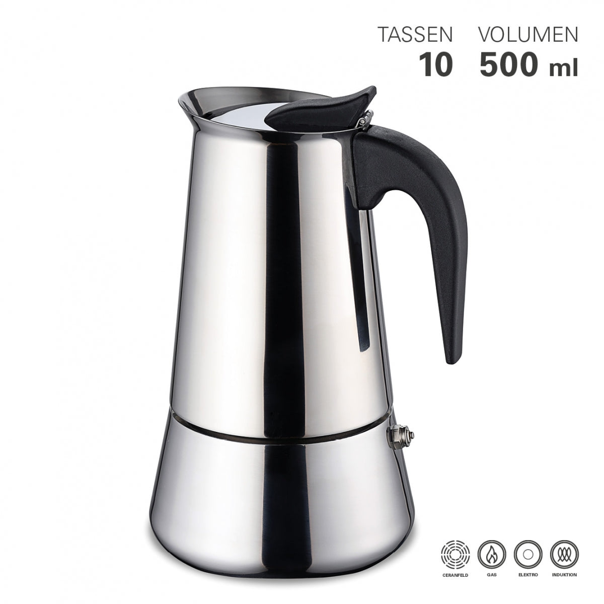 Espressokocher Edelstahl Induktion 10 Tassen