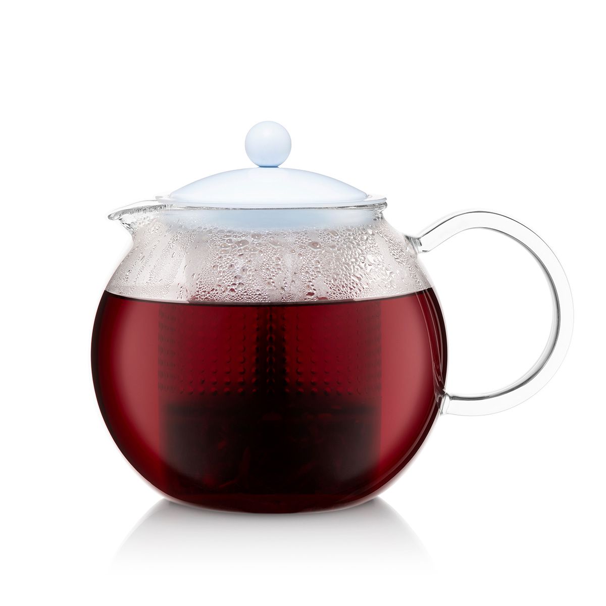 Teebereiter Assam mit Kunststofffilter, 1.0 l Deckel Hellblau