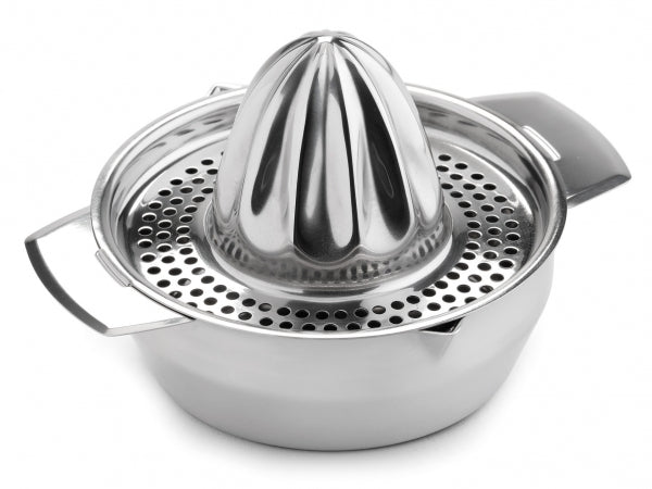 Zitruspresse Edelstahl mit tiefer Auffangschale