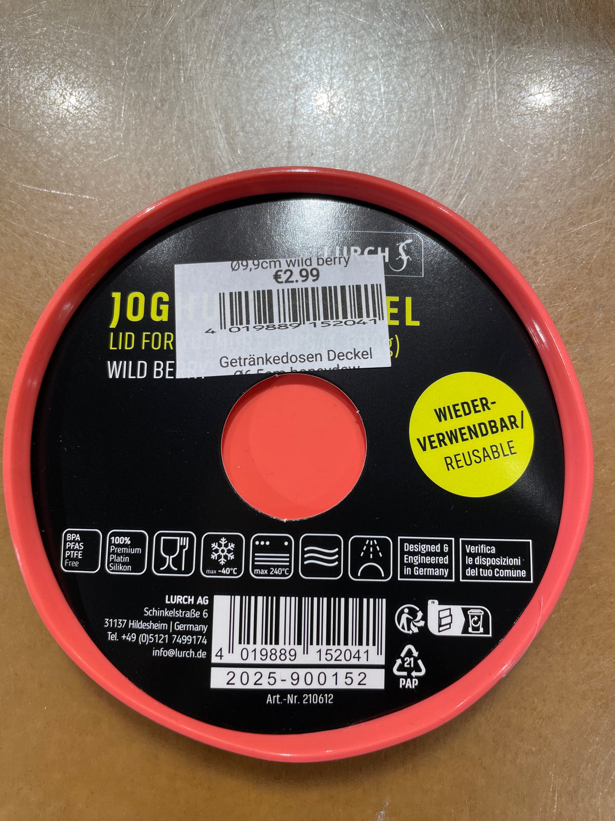Joghurt-Deckel Silikon Ø9,9cm wild berry