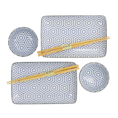 Sushi Set, Kotobuki, mit Chopsticks, Kikko, 4-tlg., 20,5x13,2x2,2cm & 9,3x3,2cm (120ml)
