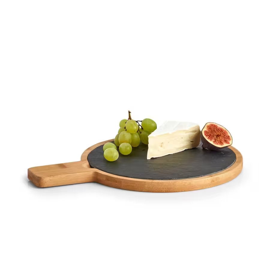 Servierbrett mit Griff, Bambus/Schiefer 29,5 x 22 x 1,5 cm