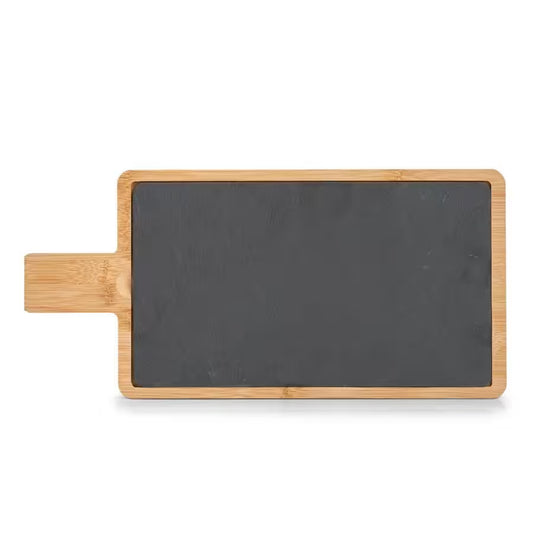 Servierbrett mit Griff, Bambus/Schiefer 40 x 19 x 1,5 cm