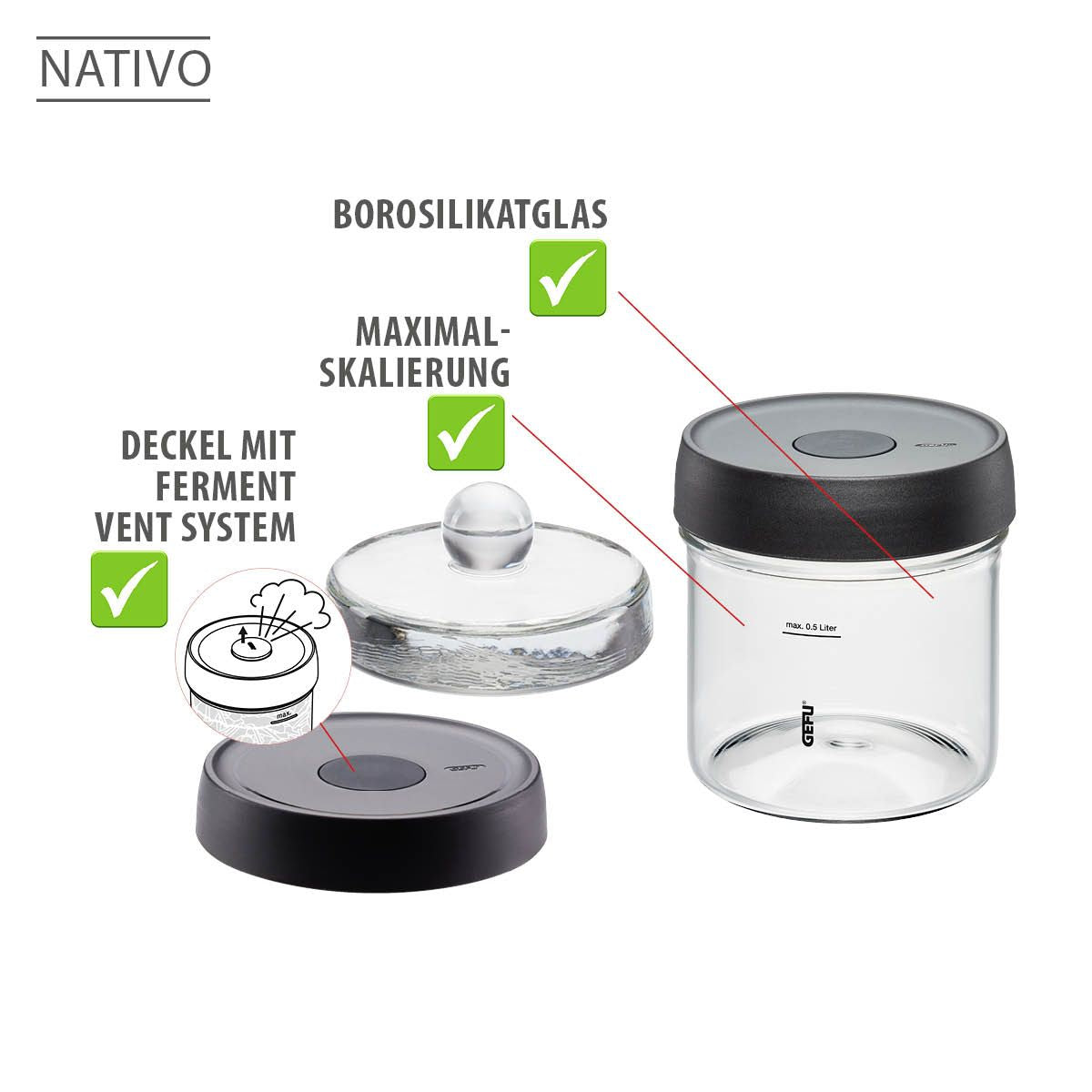 Fermentierglas NATIVO, 0,5 l