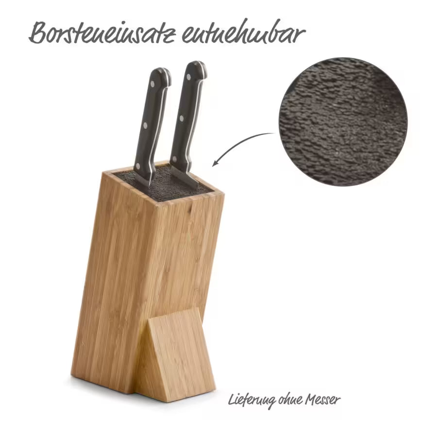 Messerblock m. Borsteneinsatz, Bambus/Kunststoff 15,5 x 10,5 x 25,5 cm