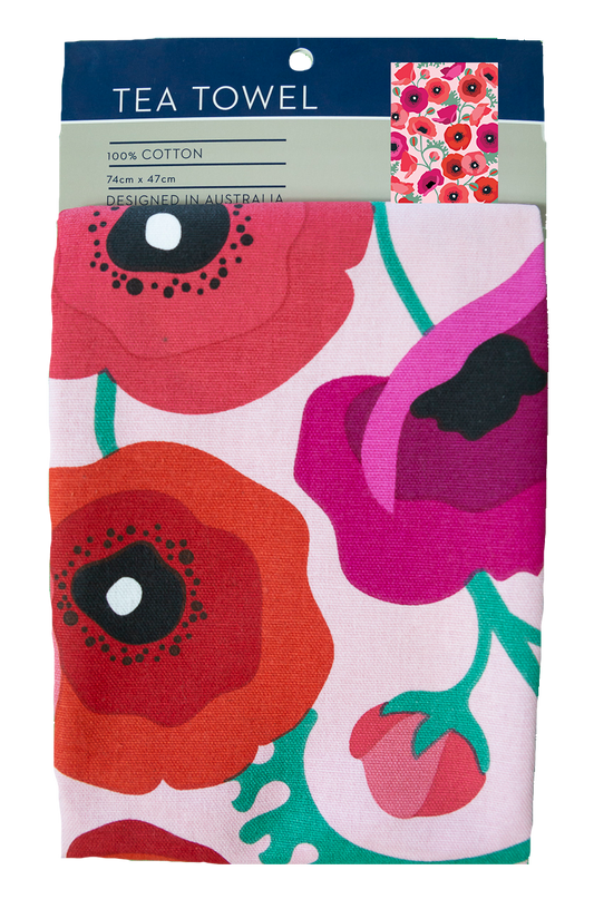 Geschirrtuch - Poppies Baumwolle 74cm x 47cm