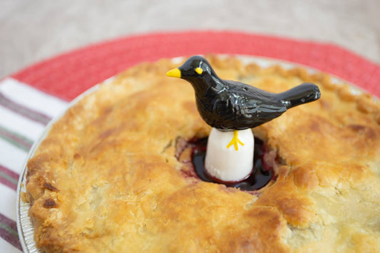 Pie Bird Amsel Kuchenlüfter, Pastetenlüfter Keramik Schwarz/Weiß