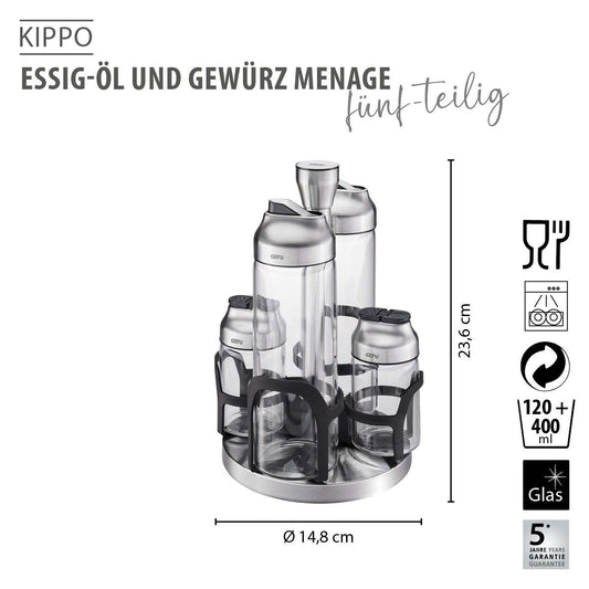 Essig-Öl und Gewürz Menage KIPPO, 5-teilig