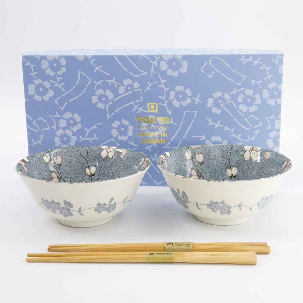 Tayo Schale Geschenkset mit Essstäbchen, Fujisakura, 2-tlg., Grau, Ø 15,5x7cm 500ml