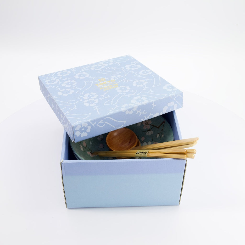 Ramen Schale Geschenkset, 6-tlg., Fujisakura, Grün, Ø 21x7,8cm 1000ml