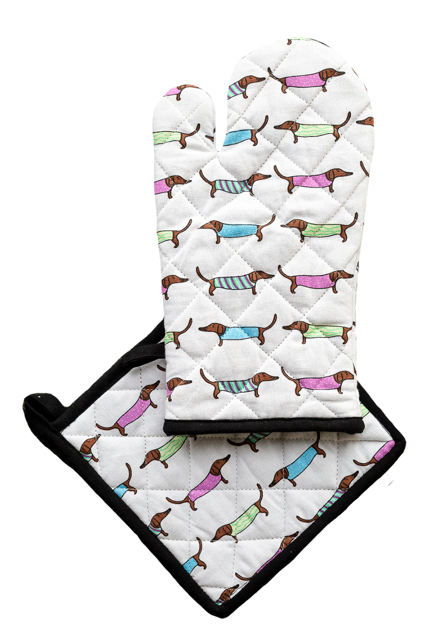 Ofenhandschuhen und Topflappen-Set Sausage Dog