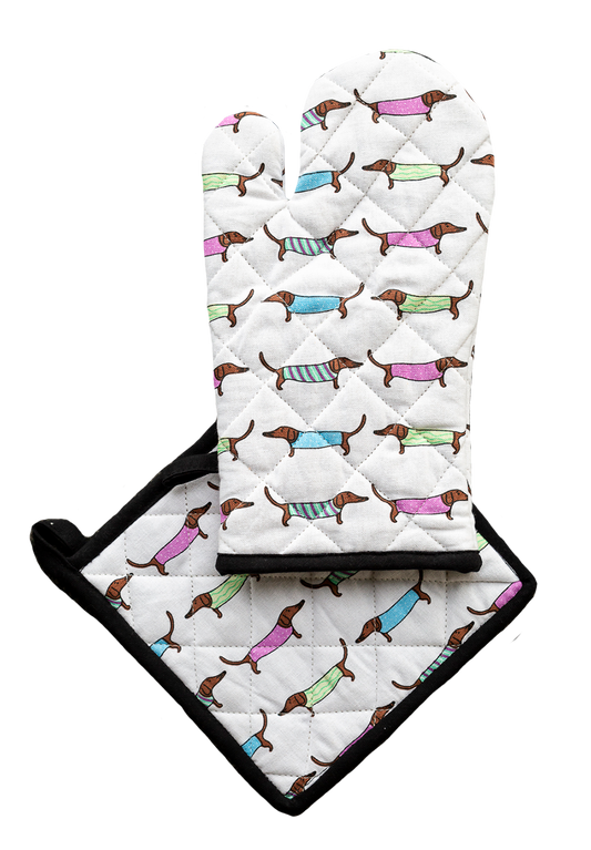 Ofenhandschuhen und Topflappen-Set Sausage Dog