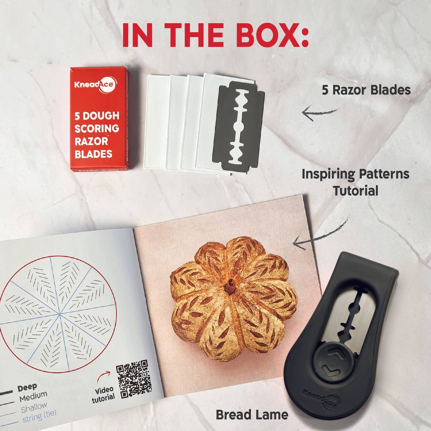 KneadAce Sauerteig-Set: 680g Glas, 2x ovale Gärkörbe aus Baumwolle, Bäckermesser