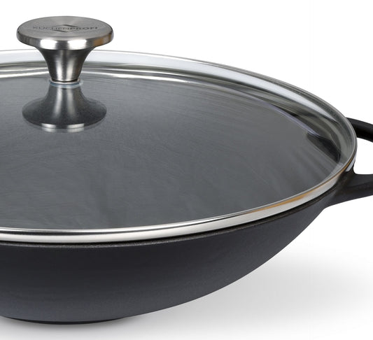 Wok Set 30cm m Glasdeckel schwarz Provence
