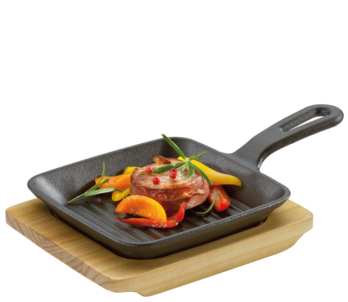BBQ Grill-/Servierpfanne mit Holz