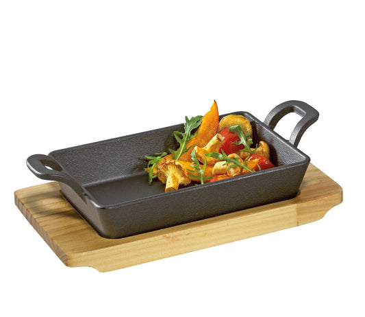 BBQ Servierpfanne eckig m Holz