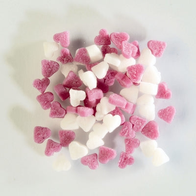 Streudekor, Zuckerherzen klein rosa/weiß 60g.