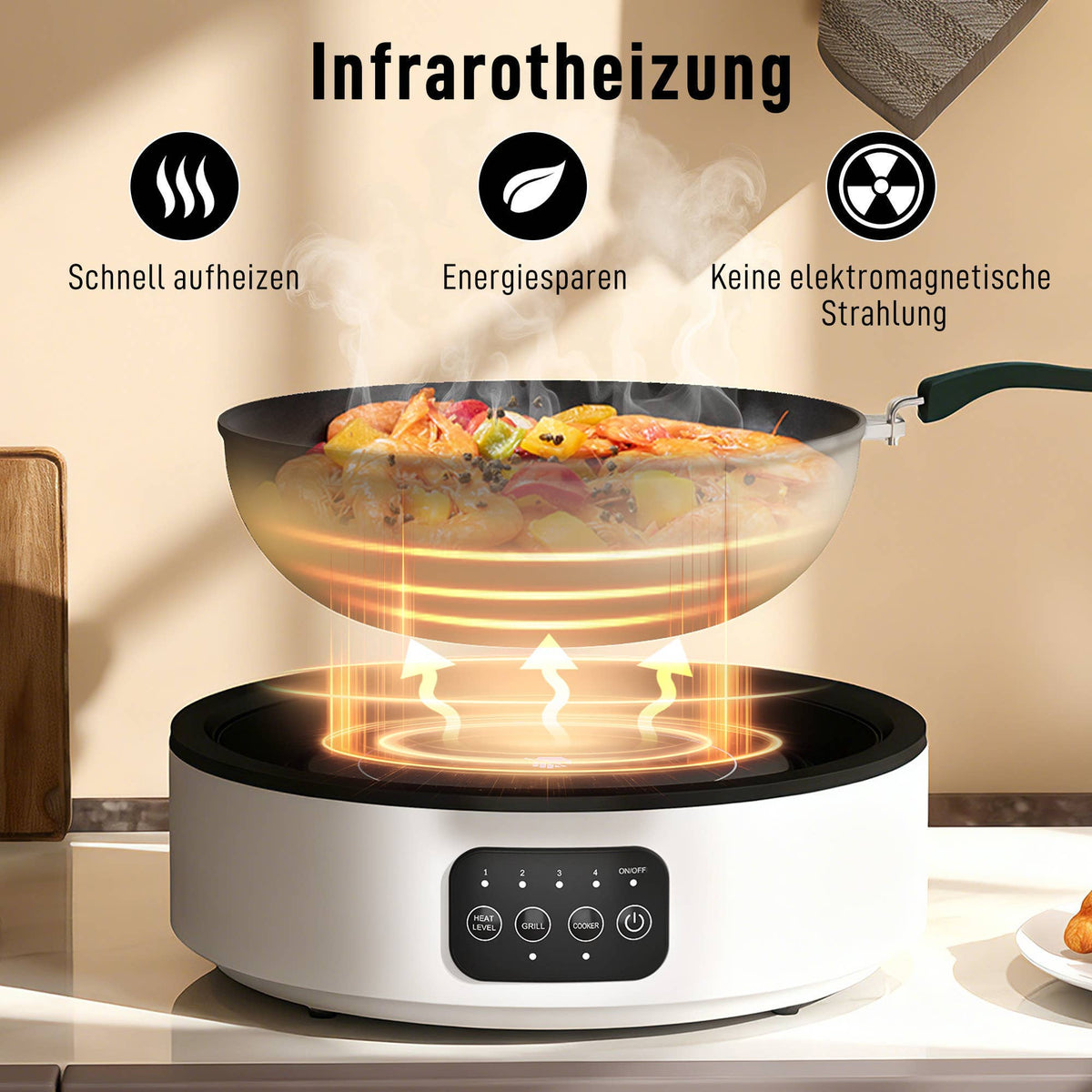Dual-Keramikkochfeld-Tischgrill, 2-in-1 -Design, Weiß