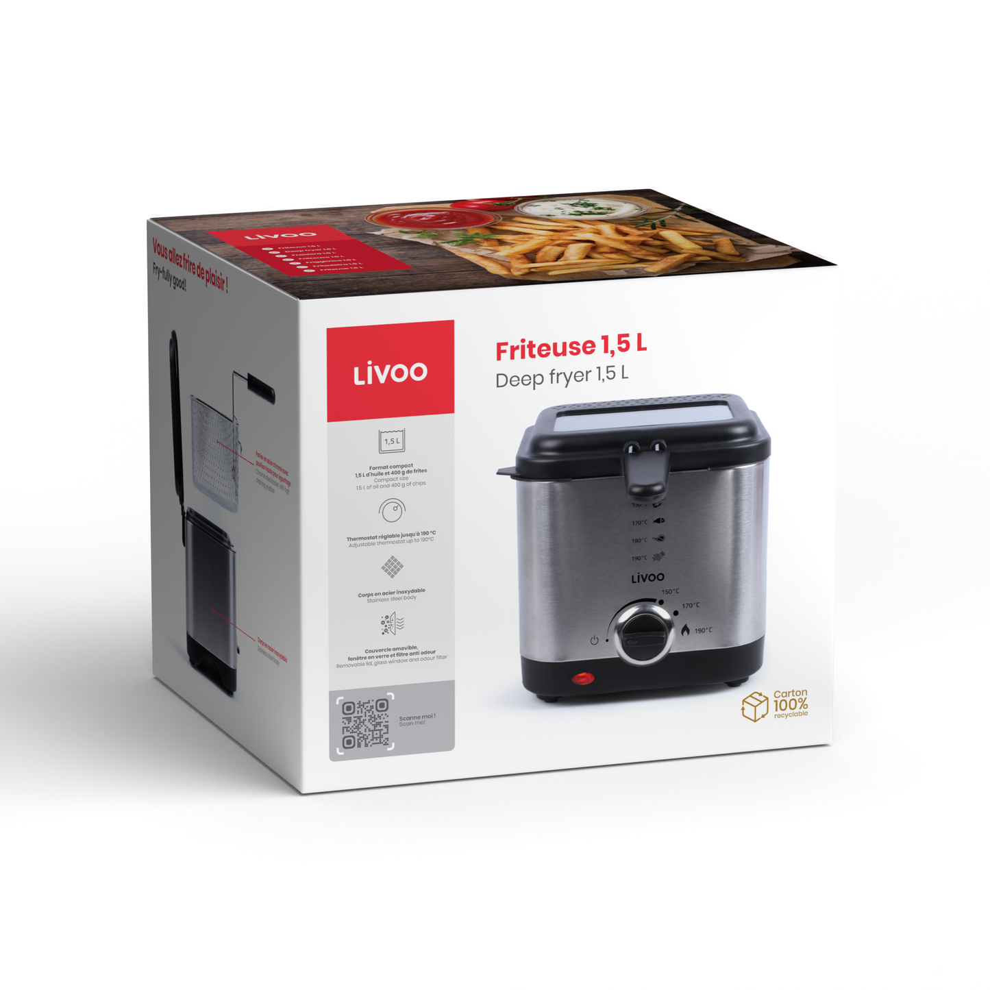 Fritteuse Edelstahl 1,5 L