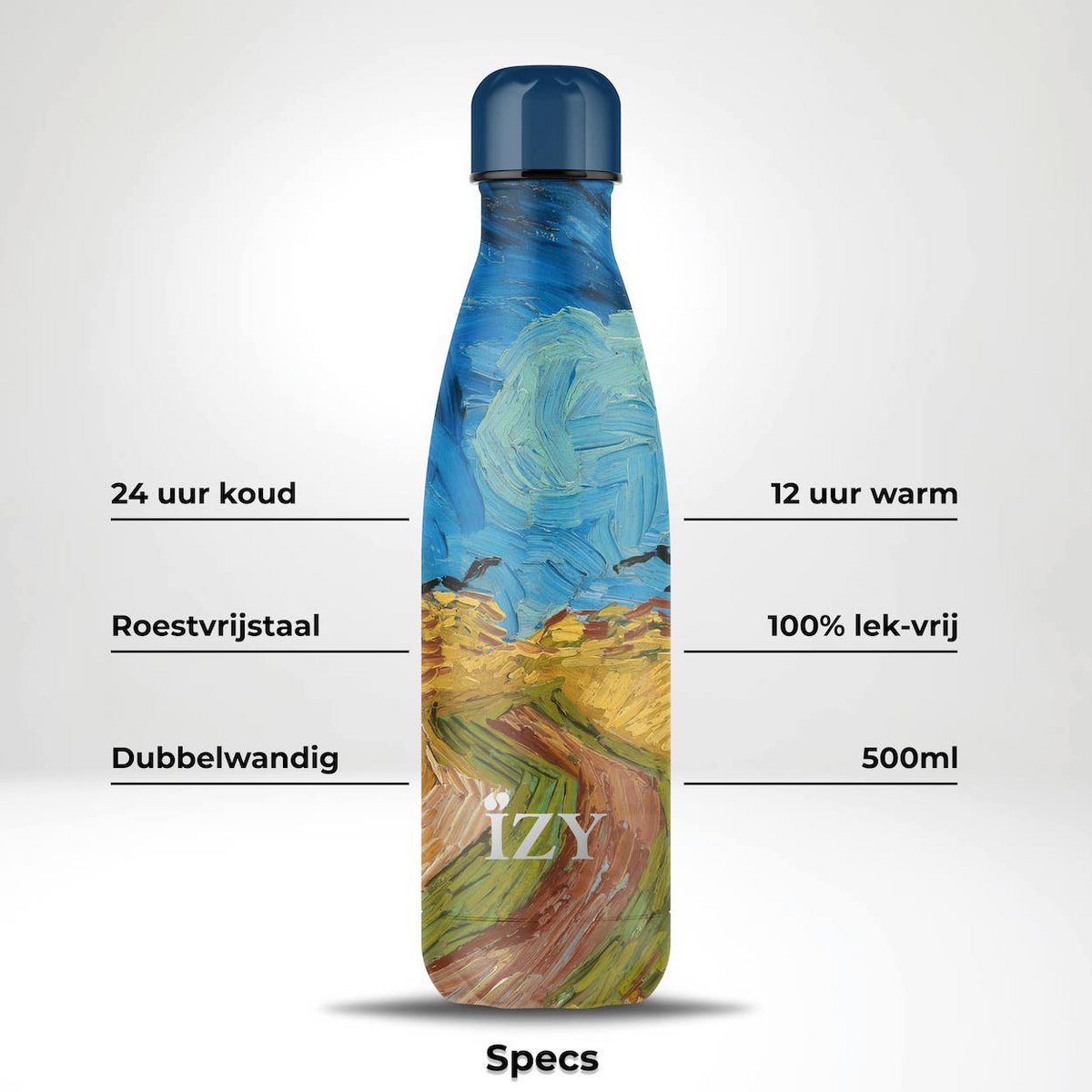 Trinkflasche Edelstahl 24h kalt 12h Weizenfeld - Van Gogh - 500ML