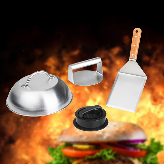 Smash-Burger Maker Set mit Haube, Wender & Burger Pressen