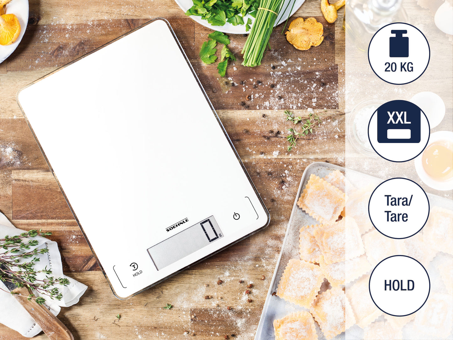 Digitale Küchenwaage Page Profi 300 aus Glas weiss