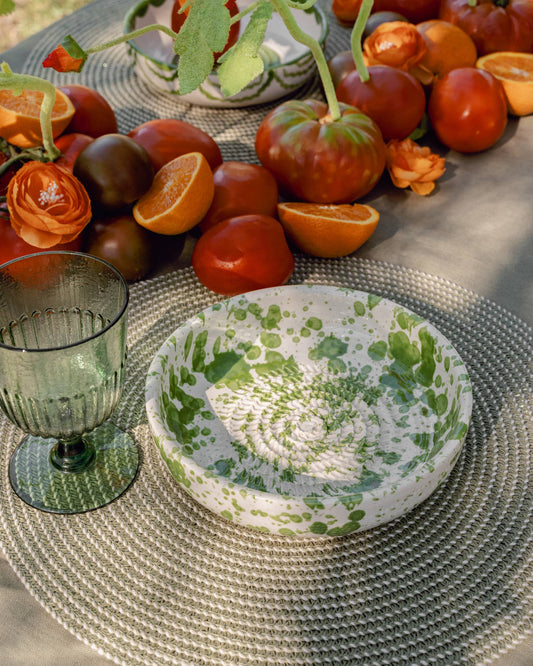 Keramikreibe "Moos" Groß für Knoblauch, Ingwer & Gewürze grün