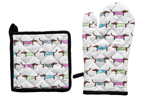 Ofenhandschuhen und Topflappen-Set Sausage Dog