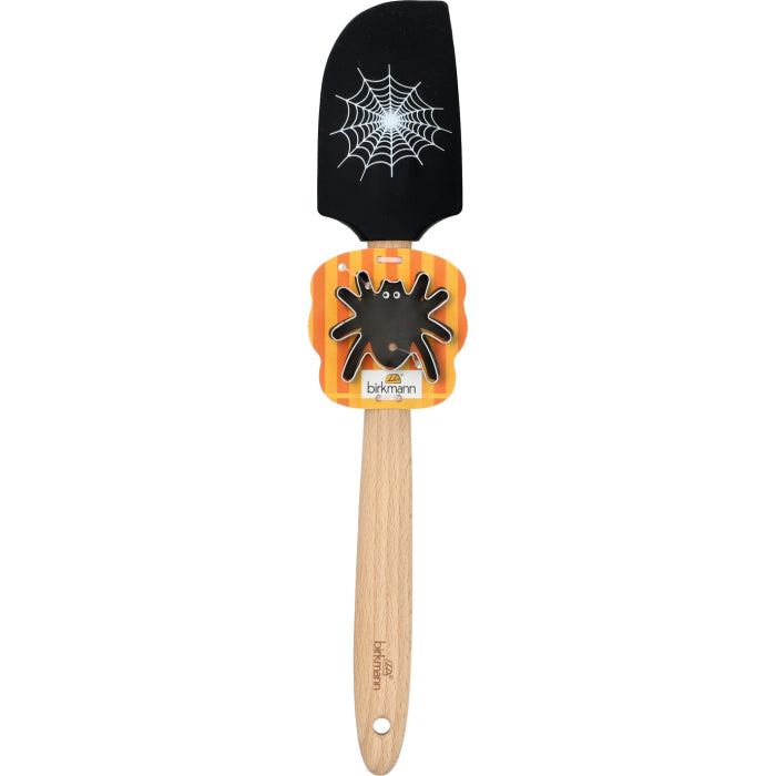 Teigschaber Spinne schwarz mit Ausstecher Edelstahl Spinne Halloween