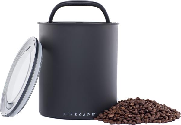 Kaffeedose groß, schwarz matt, Edelstahl für 1100gr.