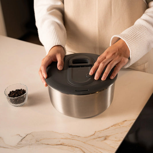 Salatschleuder Easy Spin Groß d. 27cm Edelstahl Anthrazit