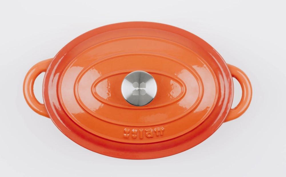 Bräter Gusseisen oval 29 x 21 cm 3,85 L in kirschrot