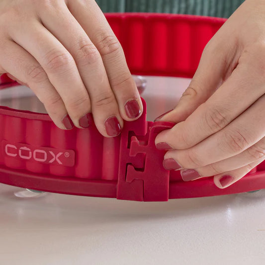 Quicheform mit Glas-Servierplatte und Glasfüßen 26 cm Rot