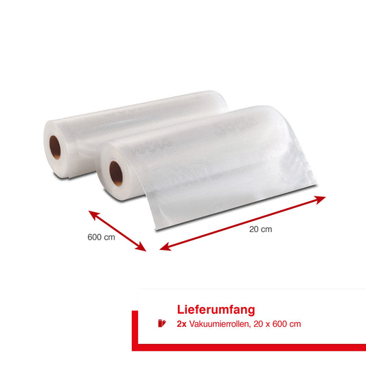 Vakuumierfolien 2 Rollen 20x600 cm transparent