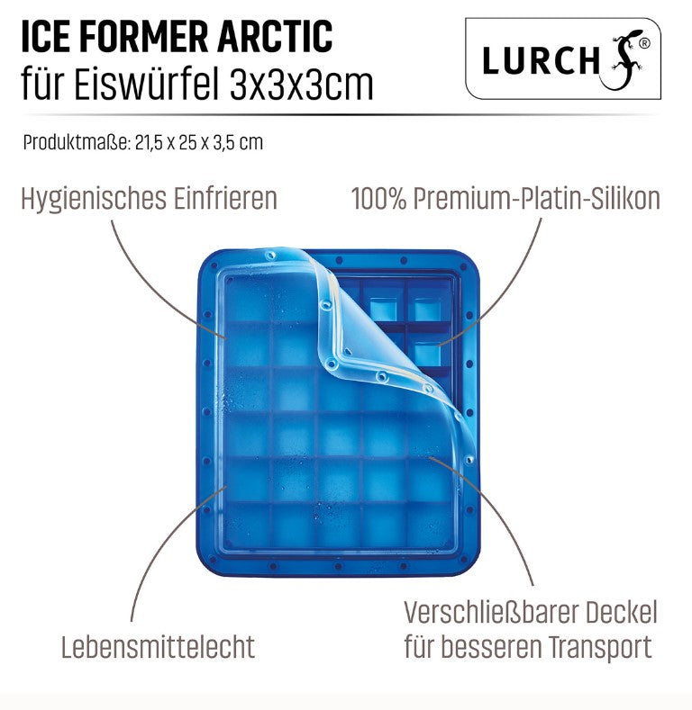 Ice Former Arctic Würfel 3x3cm blau mit transparentem Deckel