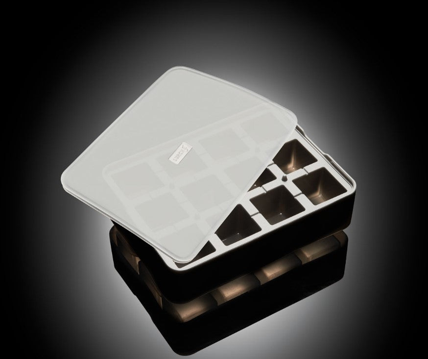 Eiswürfelform mit Deckel 4x4cm schwarz transparent
