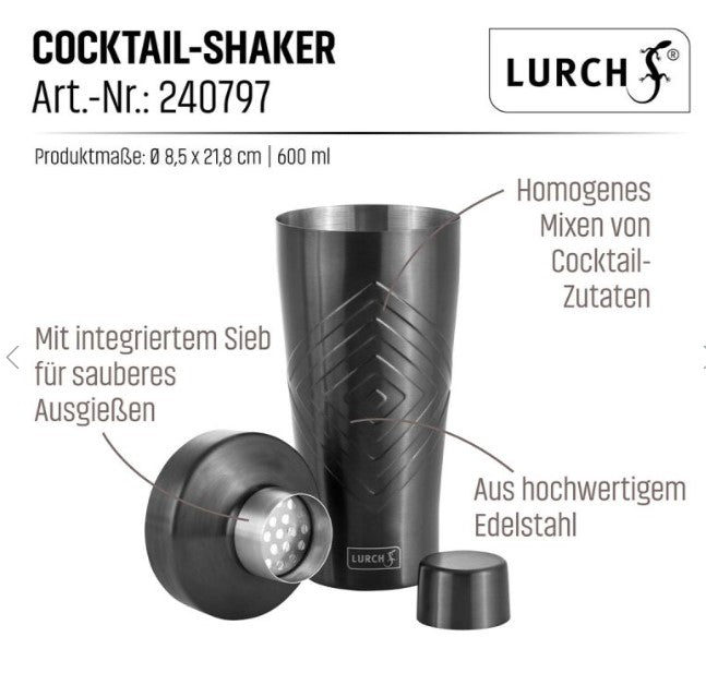 Cocktail-Shaker 600ml 3teilig Bar Kollektion
