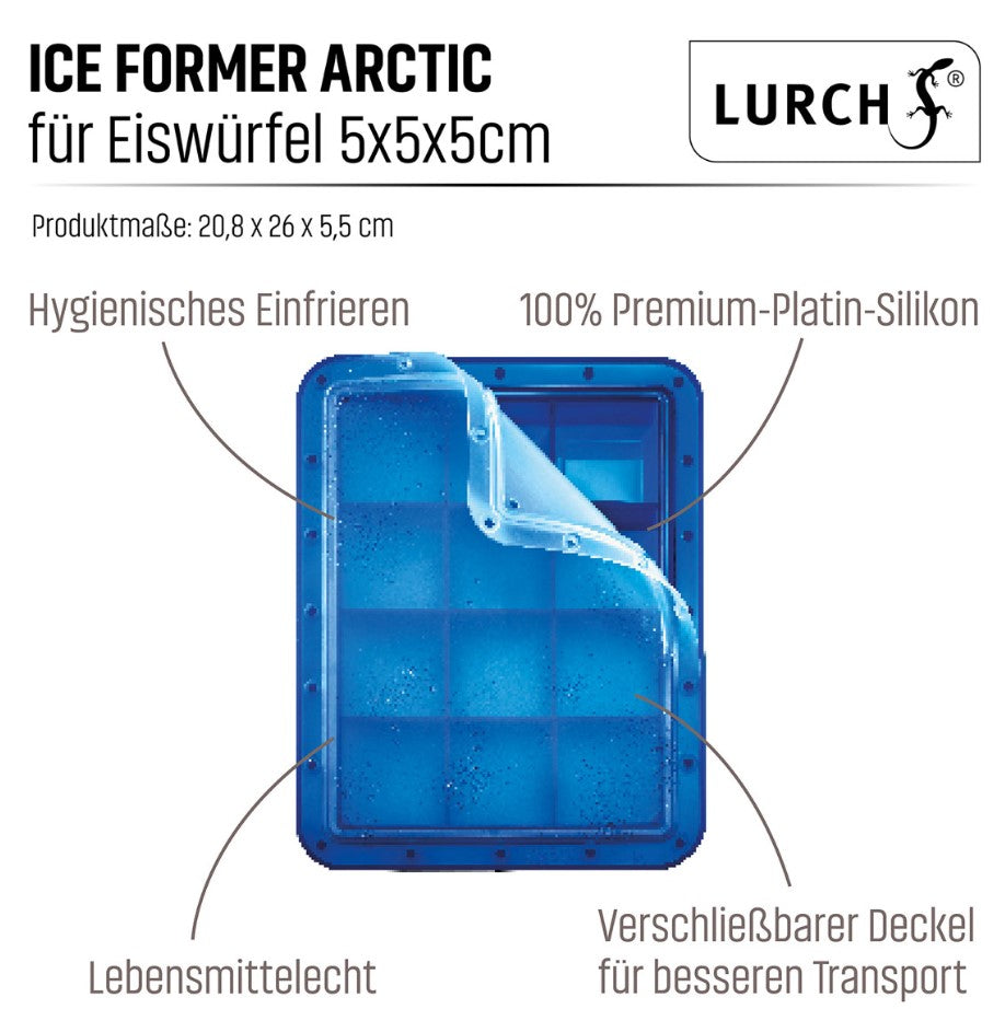 Eisformer Arctic Würfel 5cm blau mit transparentem Deckel