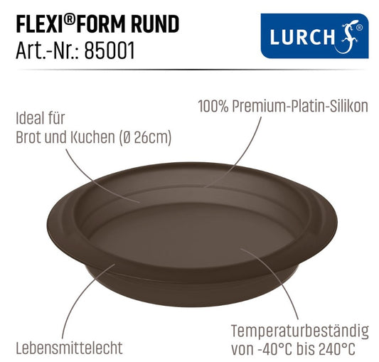 Flexiform Rund 26cm Premium-Platin-Silikon braun