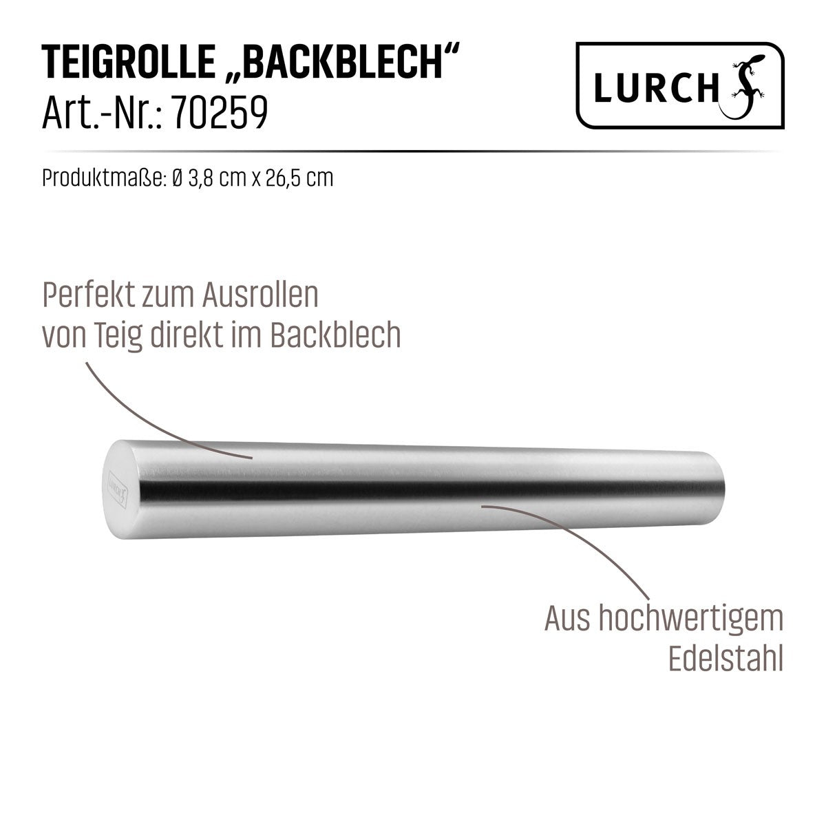 Teigrolle Edelstahl 26cm
