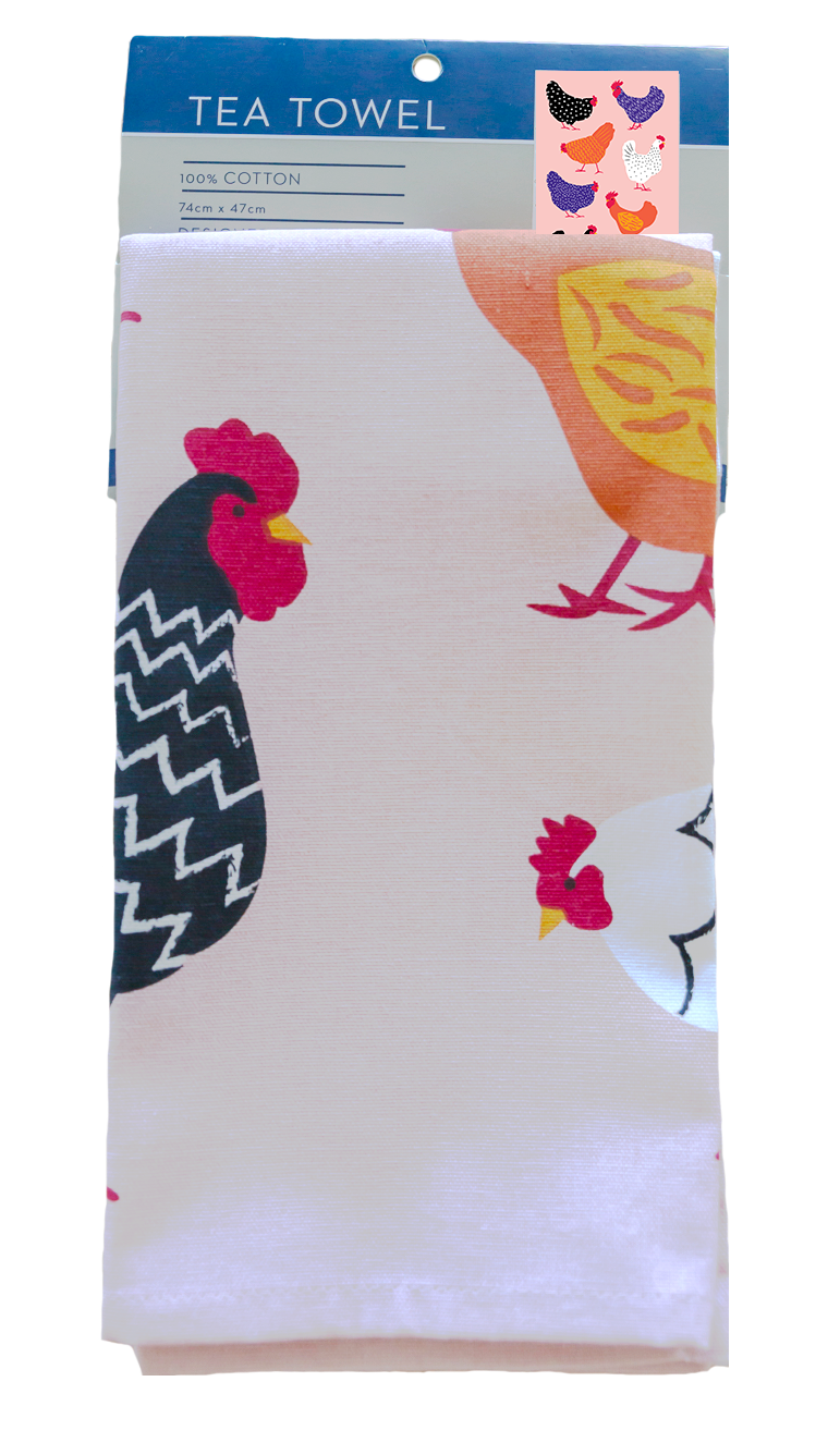 Geschirrtuch - Bright Hens Baumwolle 74cm x 47cm